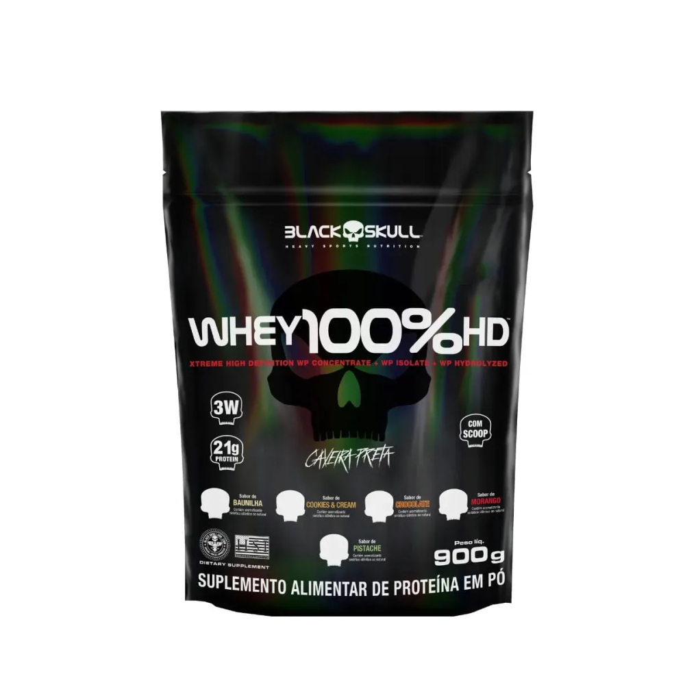 Whey 100% HD Refil 900g Black Skull Black Skull